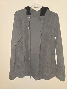 Sovereign Code Men's Lightweight Gray Shirt Jacket with Black Hood